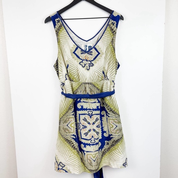 Edme & Esyllte Anthropologie Size XL Dress 100% Silk Mini A-Line w Pockets Green - Picture 2 of 10